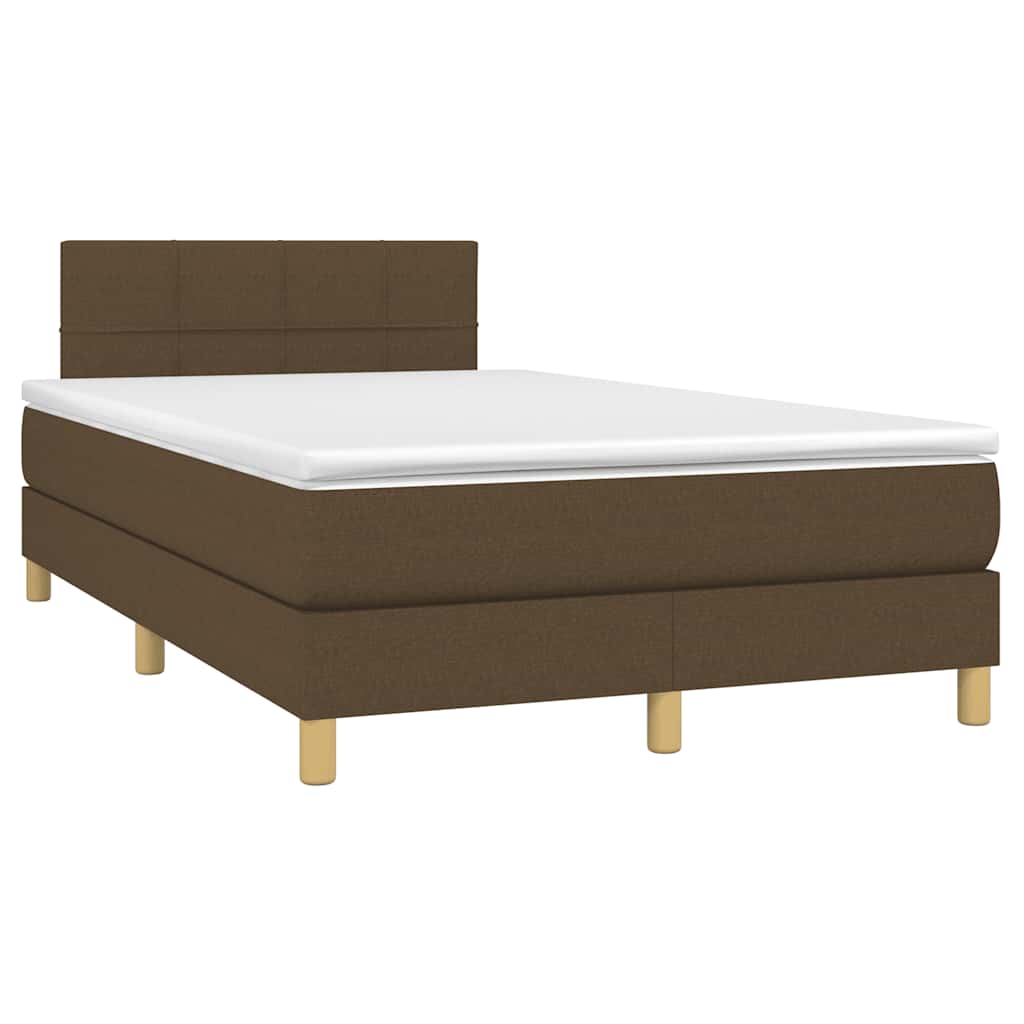 Boxspringbett mit Matratze & LED Dunkelbraun 120x190 cm Stoff