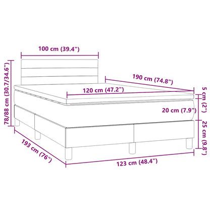 Boxspringbett mit Matratze & LED Hellgrau 120x190 cm Stoff