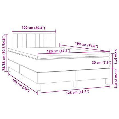 Boxspringbett mit Matratze & LED Hellgrau 120x190 cm Stoff