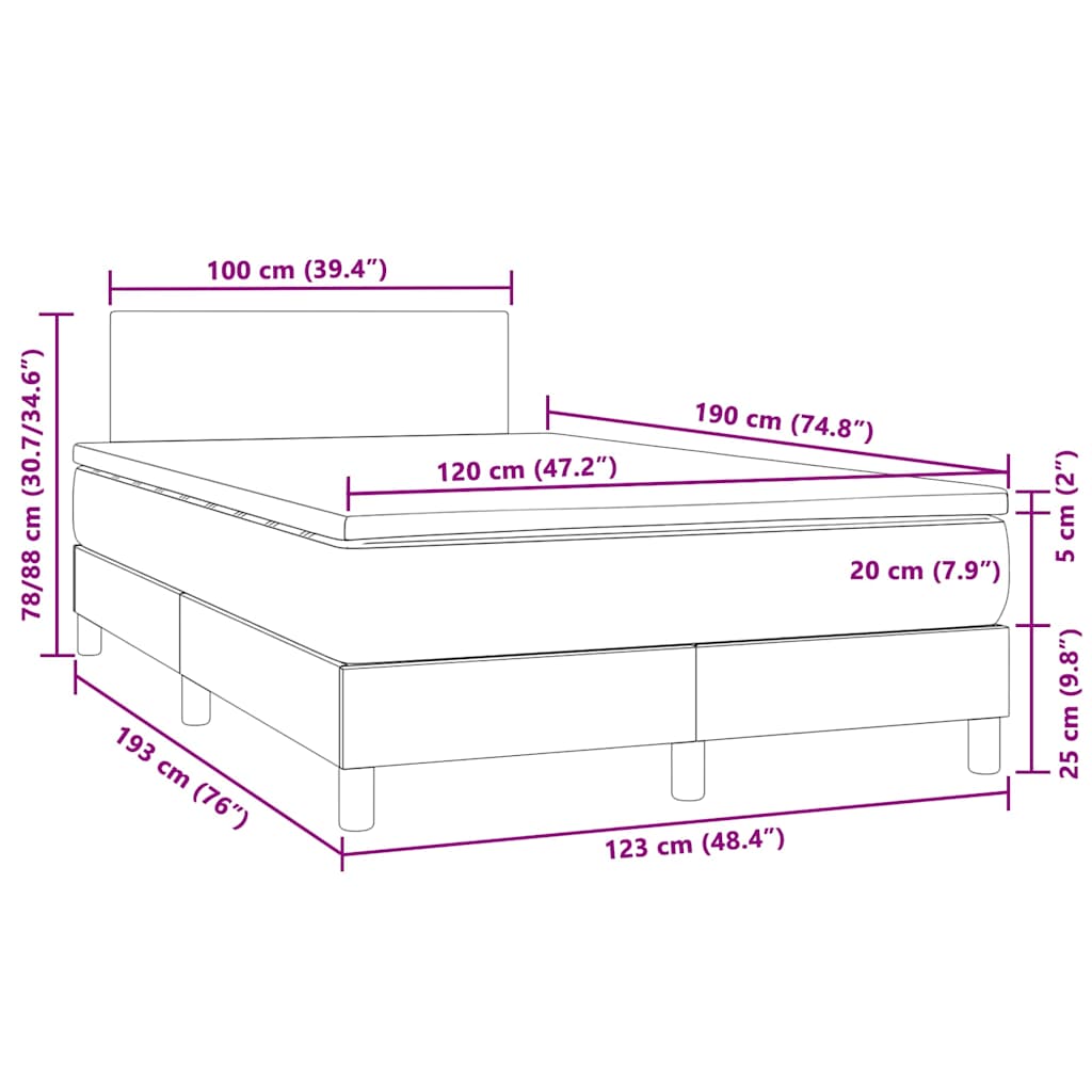 Boxspringbett mit Matratze & LED Dunkelgrün 120x190 cm Samt