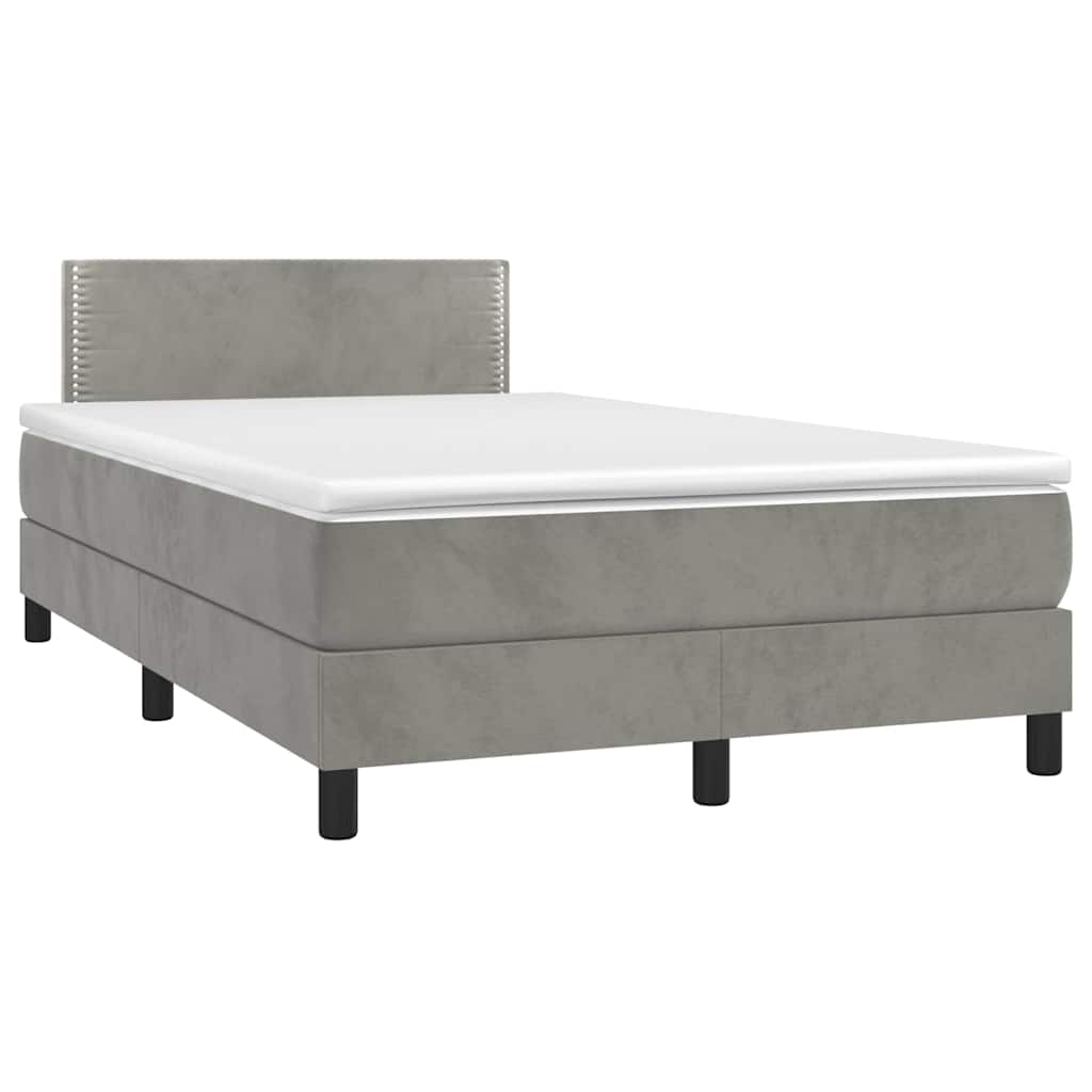Boxspringbett mit Matratze & LED Hellgrau 120x190 cm Samt