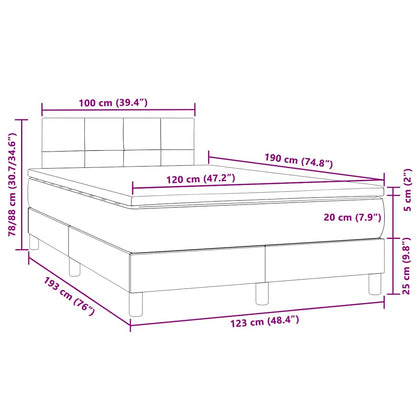 Boxspringbett mit Matratze & LED Dunkelgrau 120x190 cm Samt