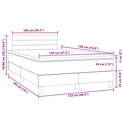 Boxspringbett mit Matratze & LED Dunkelgrau 120x190 cm Samt