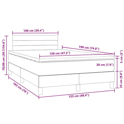 Boxspringbett mit Matratze & LED Schwarz 120x190 cm Samt