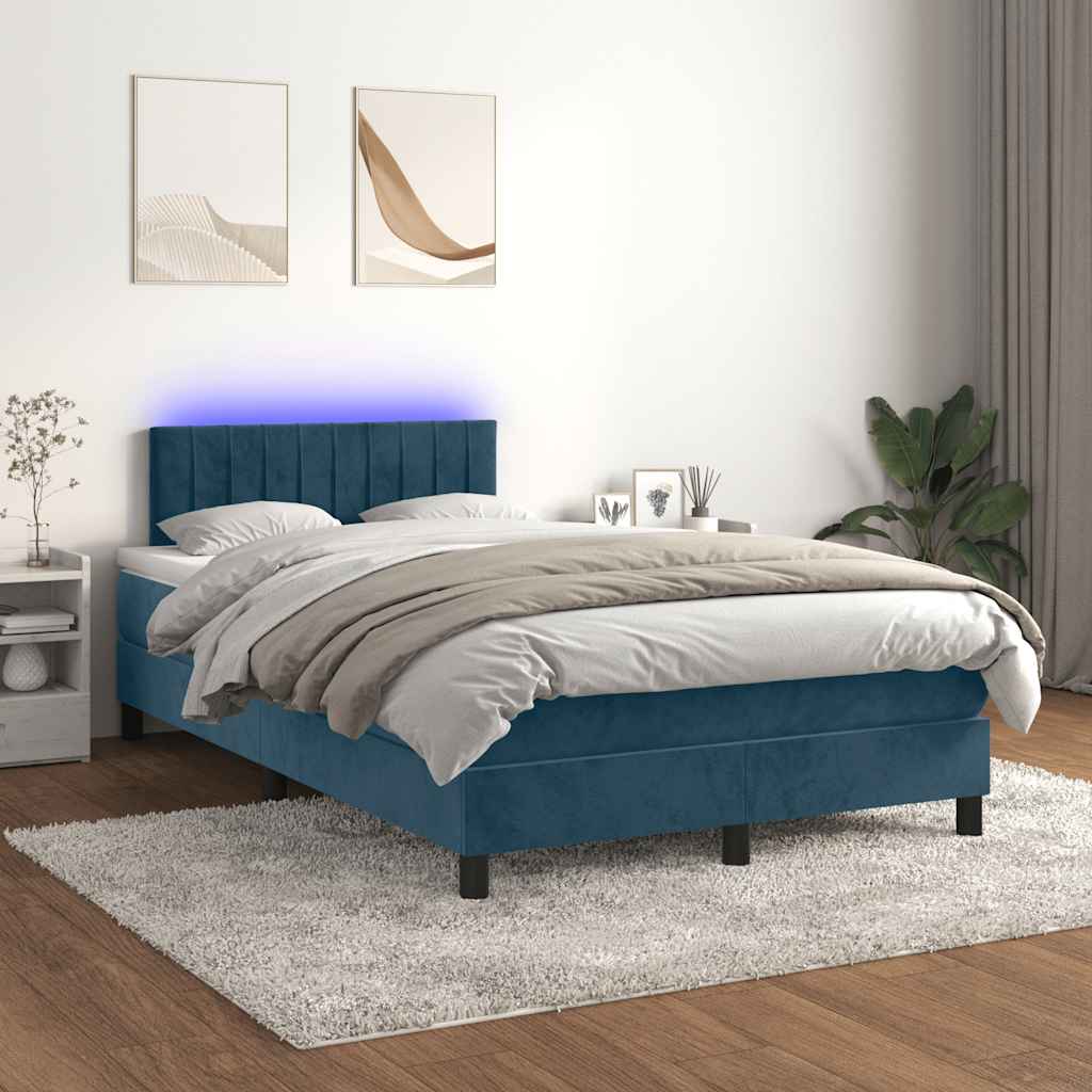 Boxspringbett mit Matratze & LED Dunkelblau 120x190 cm Samt