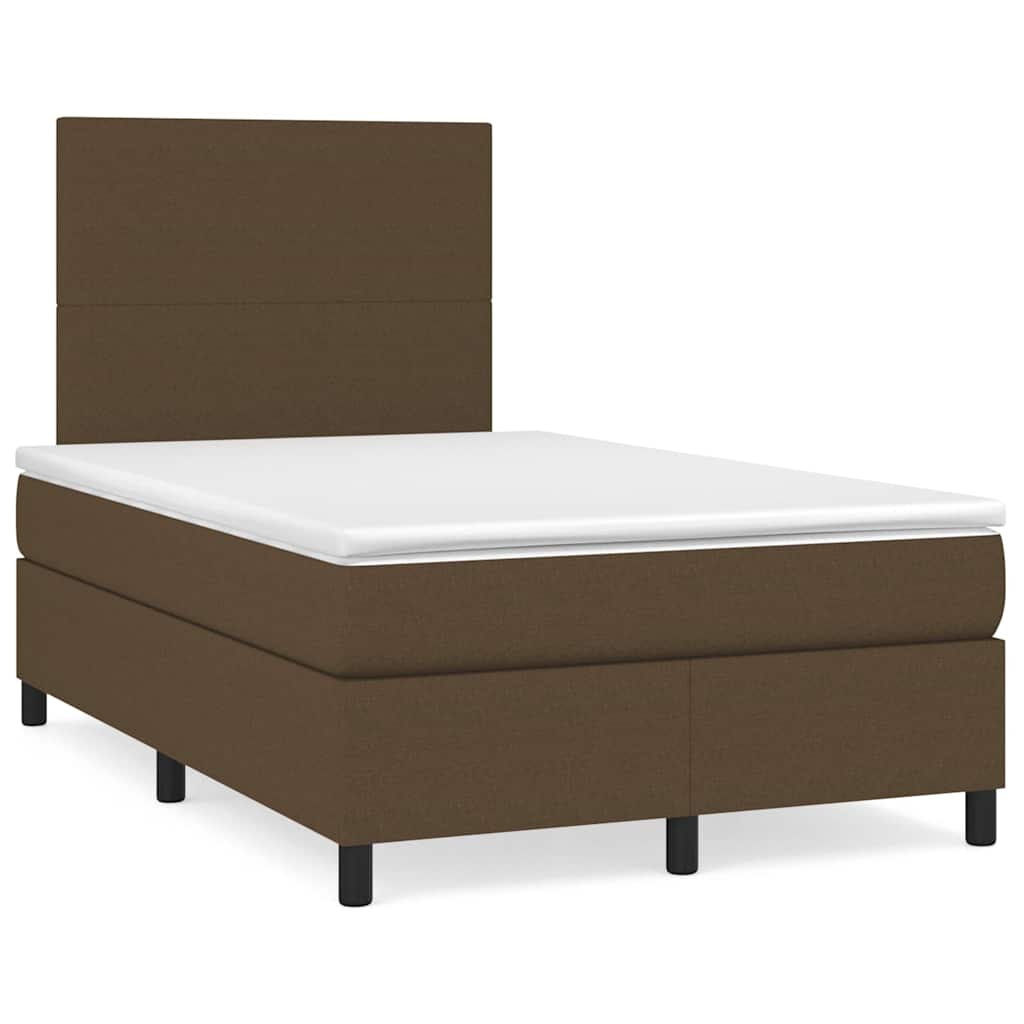 Boxspringbett mit Matratze & LED Dunkelbraun 120x190 cm Stoff