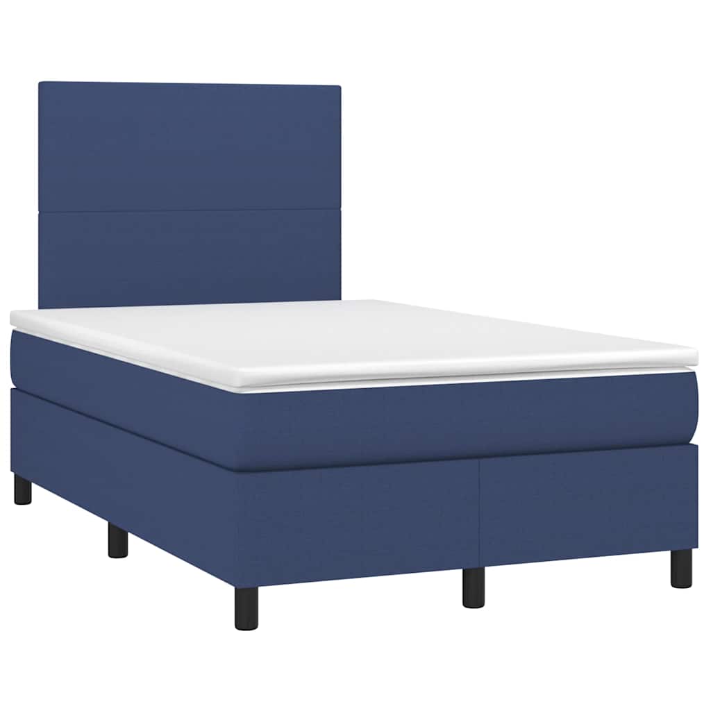 Lit à sommier tapissier avec matelas et LED bleu 120x190 cm tissu