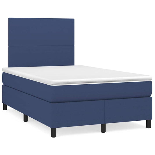 Lit à sommier tapissier avec matelas et LED bleu 120x190 cm tissu