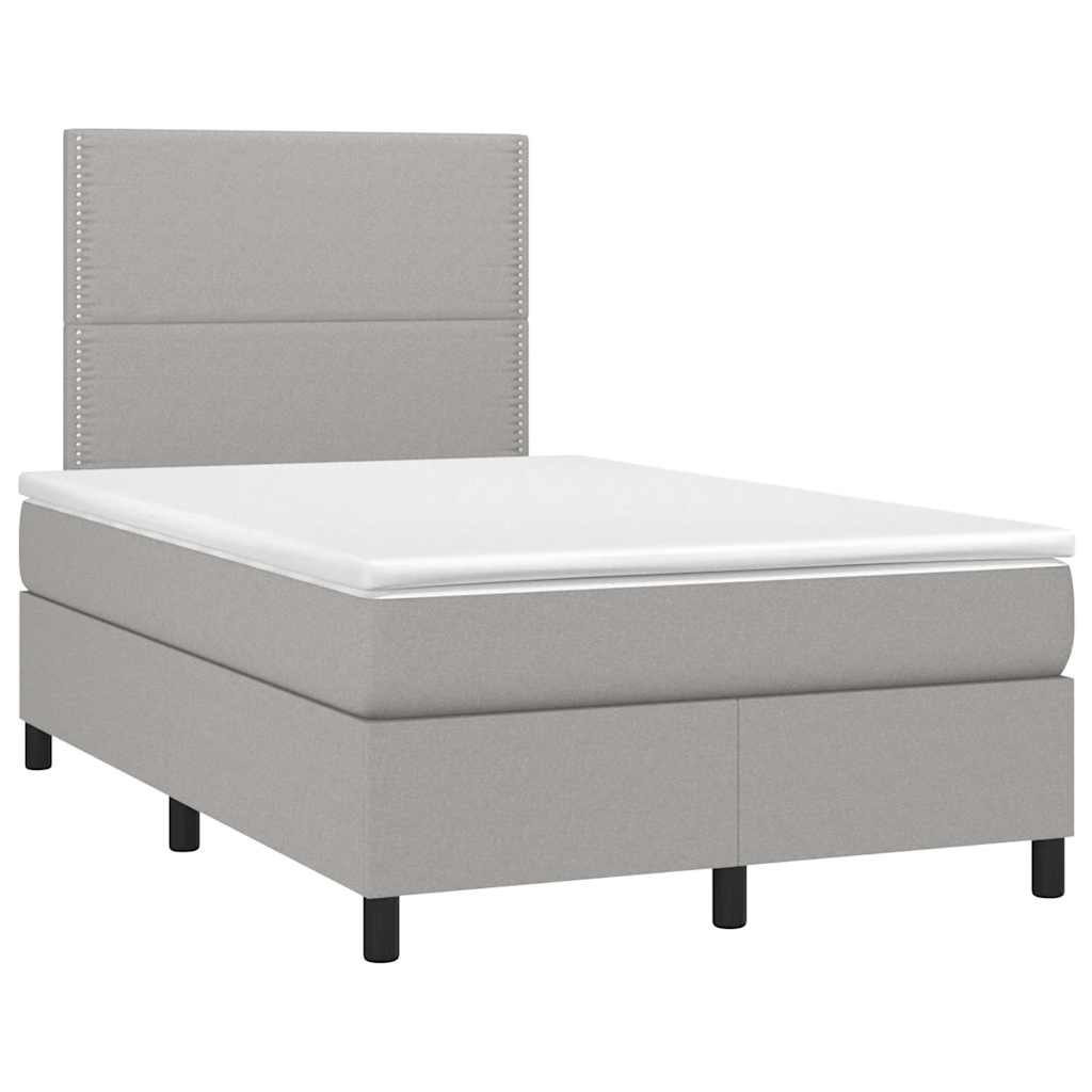 Boxspringbett mit Matratze & LED Hellgrau 120x190 cm Stoff