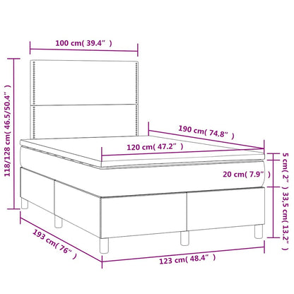 Boxspringbett mit Matratze & LED Hellgrau 120x190 cm Stoff