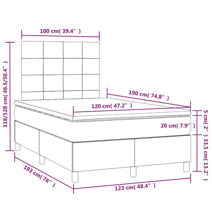 Boxspringbett mit Matratze & LED Hellgrau 120x190 cm Stoff