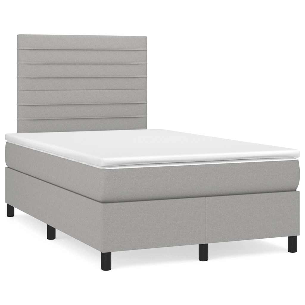 Boxspringbett mit Matratze & LED Hellgrau 120x190 cm Stoff
