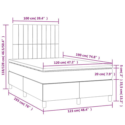 Boxspringbett mit Matratze & LED Hellgrau 120x190 cm Stoff
