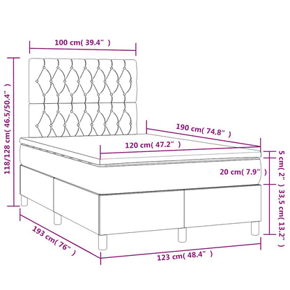 Boxspringbett mit Matratze & LED Hellgrau 120x190 cm Stoff