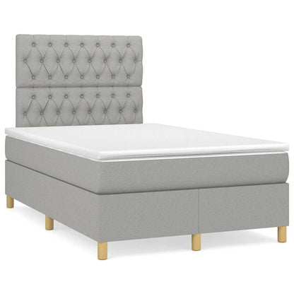 Boxspringbett mit Matratze & LED Hellgrau 120x190 cm Stoff