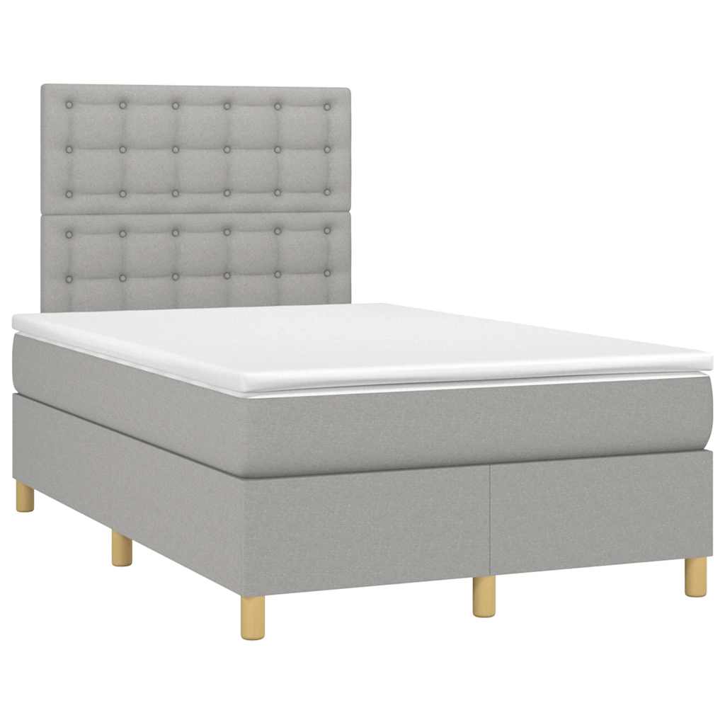 Boxspringbett mit Matratze & LED Hellgrau 120x190 cm Stoff