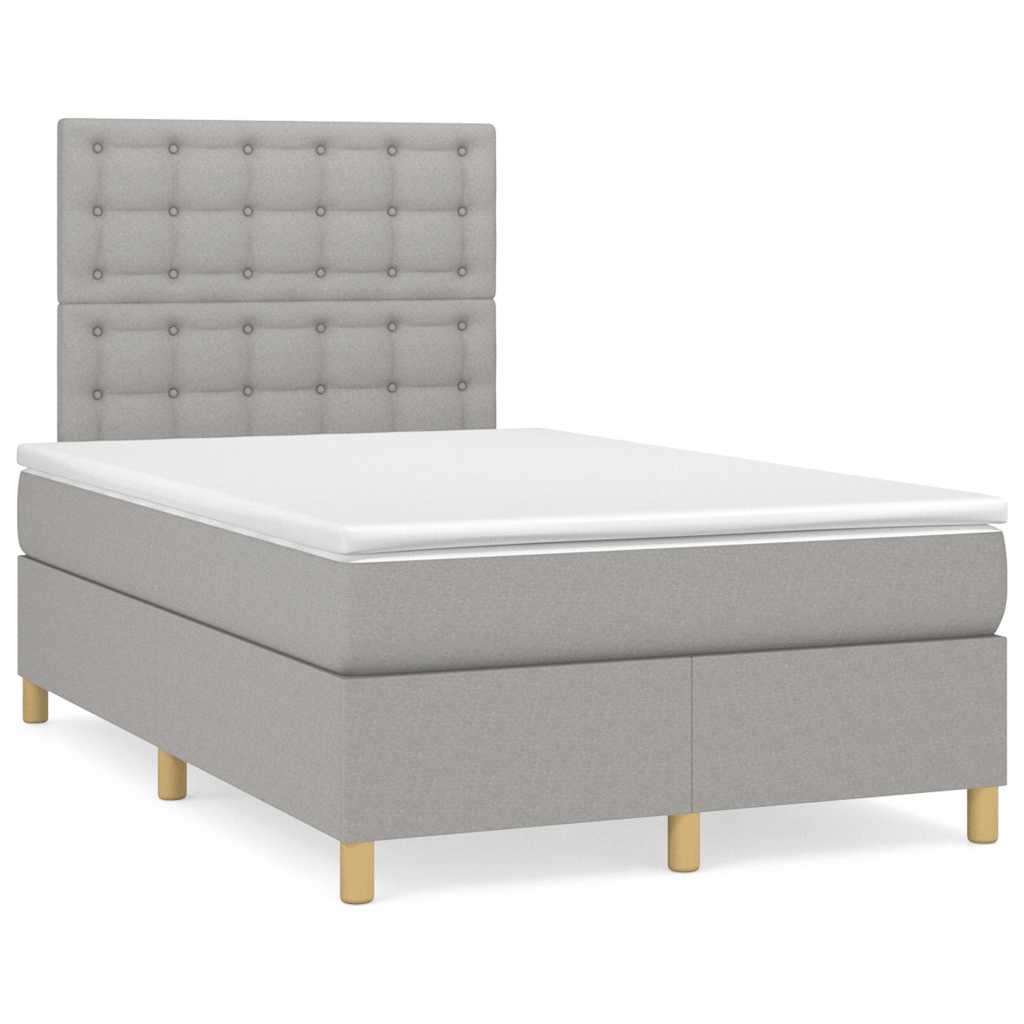 Boxspringbett mit Matratze & LED Hellgrau 120x190 cm Stoff