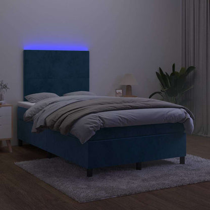 Boxspringbett mit Matratze & LED Dunkelblau 120x190 cm Samt