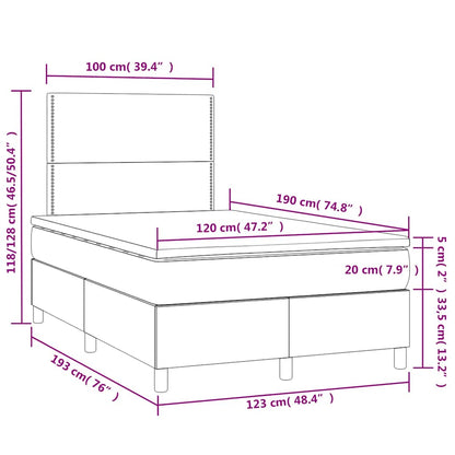 Boxspringbett mit Matratze & LED Schwarz 120x190 cm Samt
