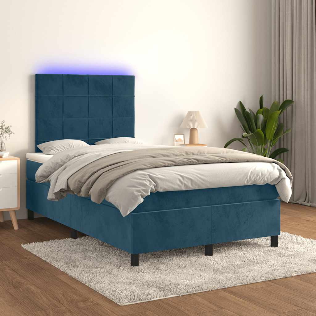 Boxspringbett mit Matratze & LED Dunkelblau 120x190 cm Samt