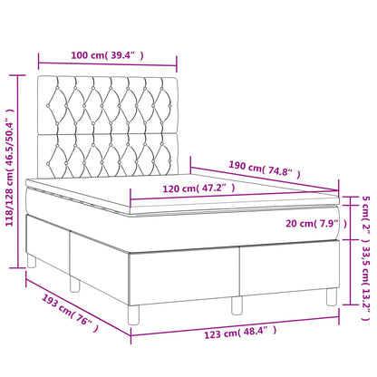 Boxspringbett mit Matratze & LED Schwarz 120x190 cm Samt