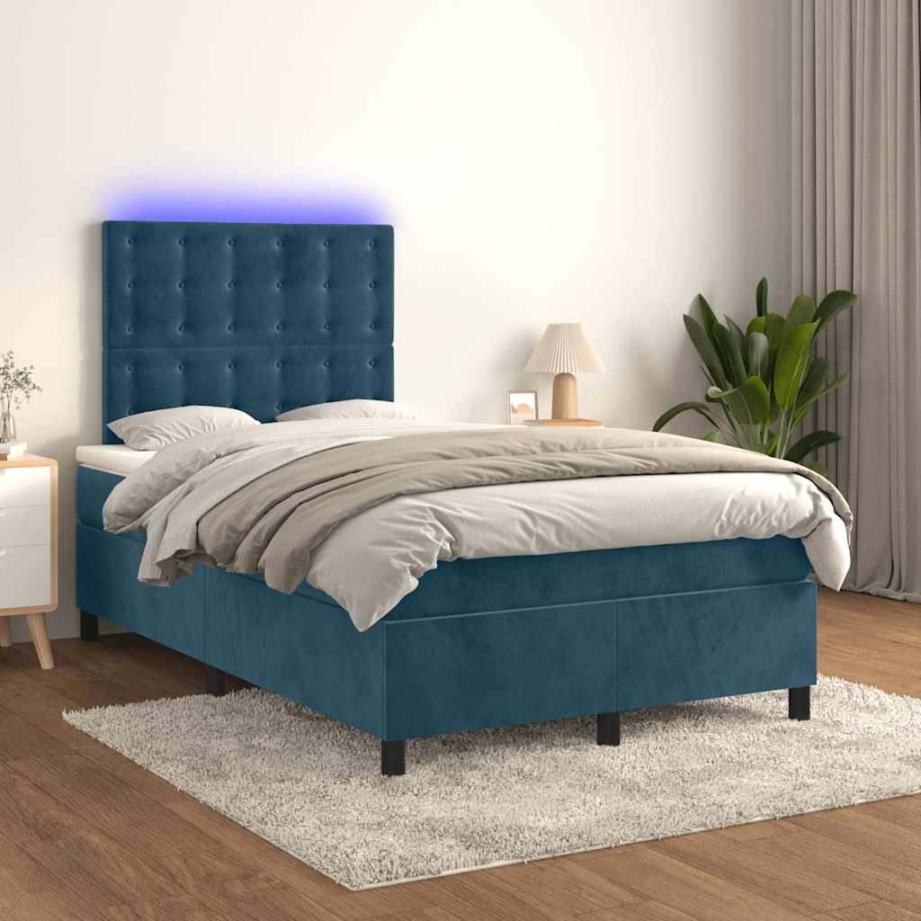 Boxspringbett mit Matratze & LED Dunkelblau 120x190 cm Samt