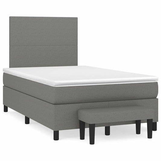Lit à sommier tapissier avec matelas en tissu gris foncé 120x190 cm