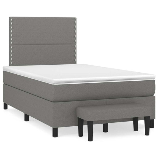 Lit à sommier tapissier avec matelas en tissu gris foncé 120x190 cm