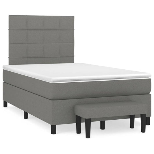 Lit à sommier tapissier avec matelas en tissu gris foncé 120x190 cm