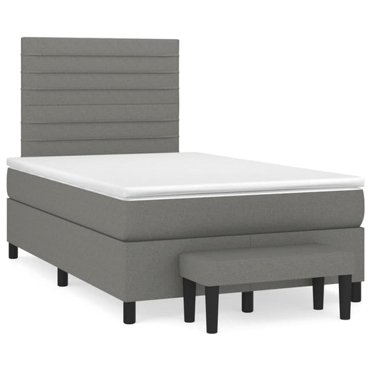 Lit à sommier tapissier avec matelas en tissu gris foncé 120x190 cm