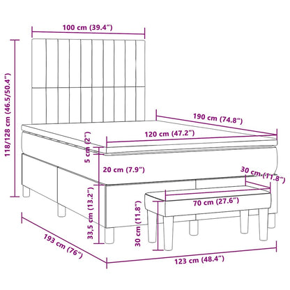 Boxspringbett mit Matratze Hellgrau 120x190 cm Stoff