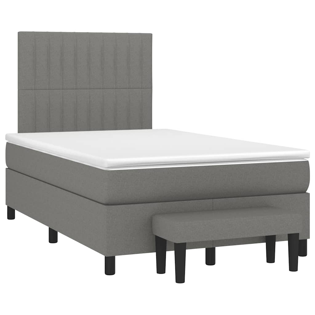 Lit à sommier tapissier avec matelas en tissu gris foncé 120x190 cm