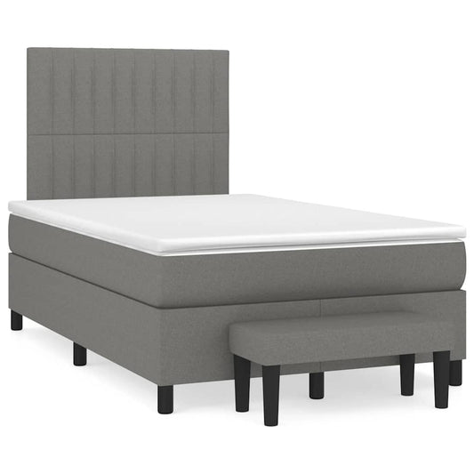 Lit à sommier tapissier avec matelas en tissu gris foncé 120x190 cm
