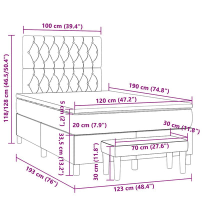 Boxspringbett mit Matratze Hellgrau 120x190 cm Stoff