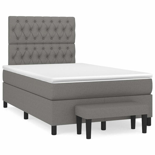 Lit à sommier tapissier avec matelas en tissu gris foncé 120x190 cm
