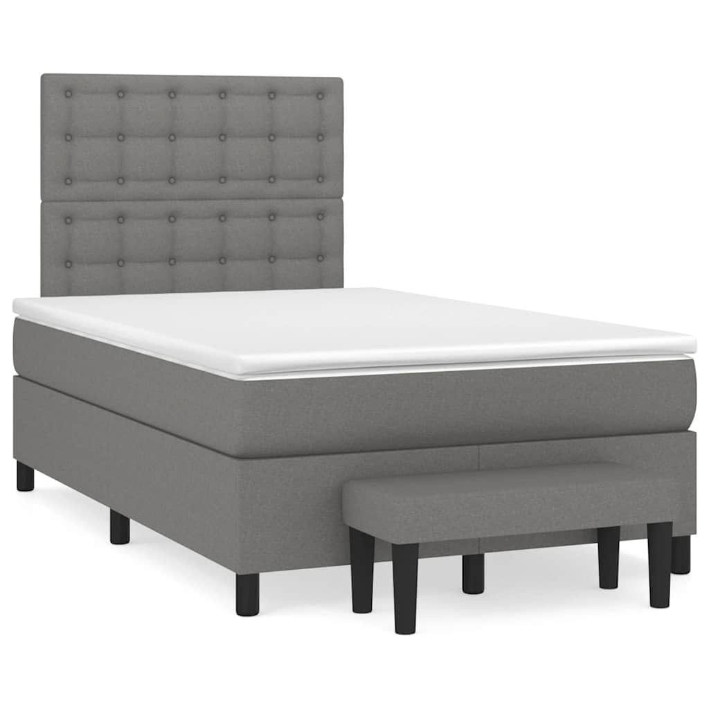 Lit à sommier tapissier avec matelas en tissu gris foncé 120x190 cm