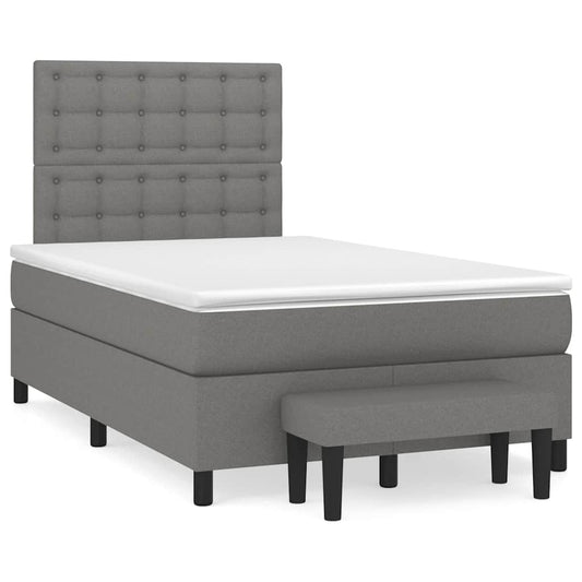 Lit à sommier tapissier avec matelas en tissu gris foncé 120x190 cm