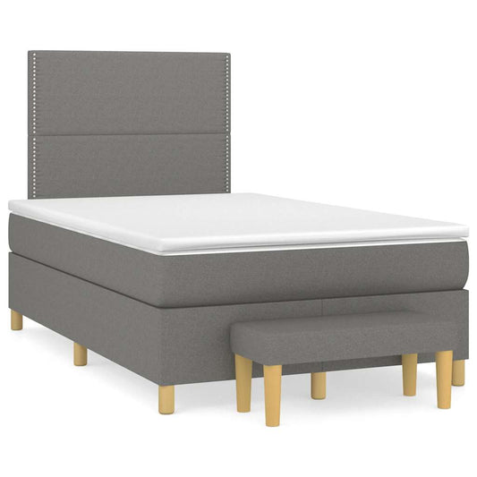 Lit à sommier tapissier avec matelas en tissu gris foncé 120x190 cm