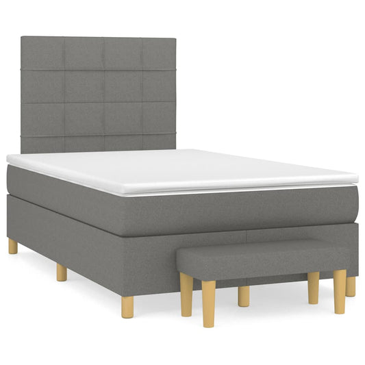 Lit à sommier tapissier avec matelas en tissu gris foncé 120x190 cm