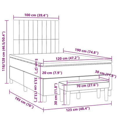 Boxspringbett mit Matratze Dunkelgrau 120x190 cm Stoff