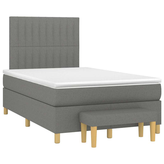 Lit à sommier tapissier avec matelas en tissu gris foncé 120x190 cm