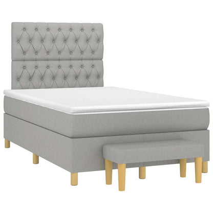 Boxspringbett mit Matratze Hellgrau 120x190 cm Stoff