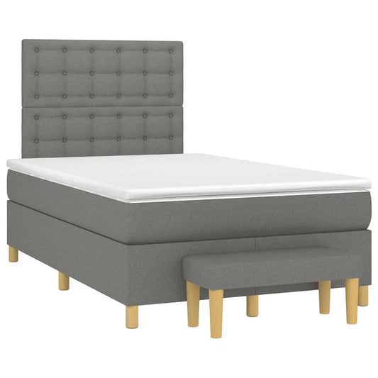 Lit à sommier tapissier avec matelas en tissu gris foncé 120x190 cm