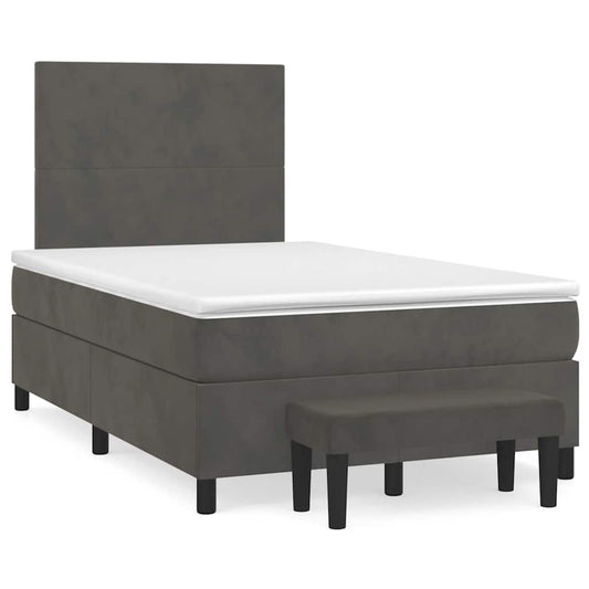 Lit à sommier tapissier avec matelas gris foncé 120x190 cm velours