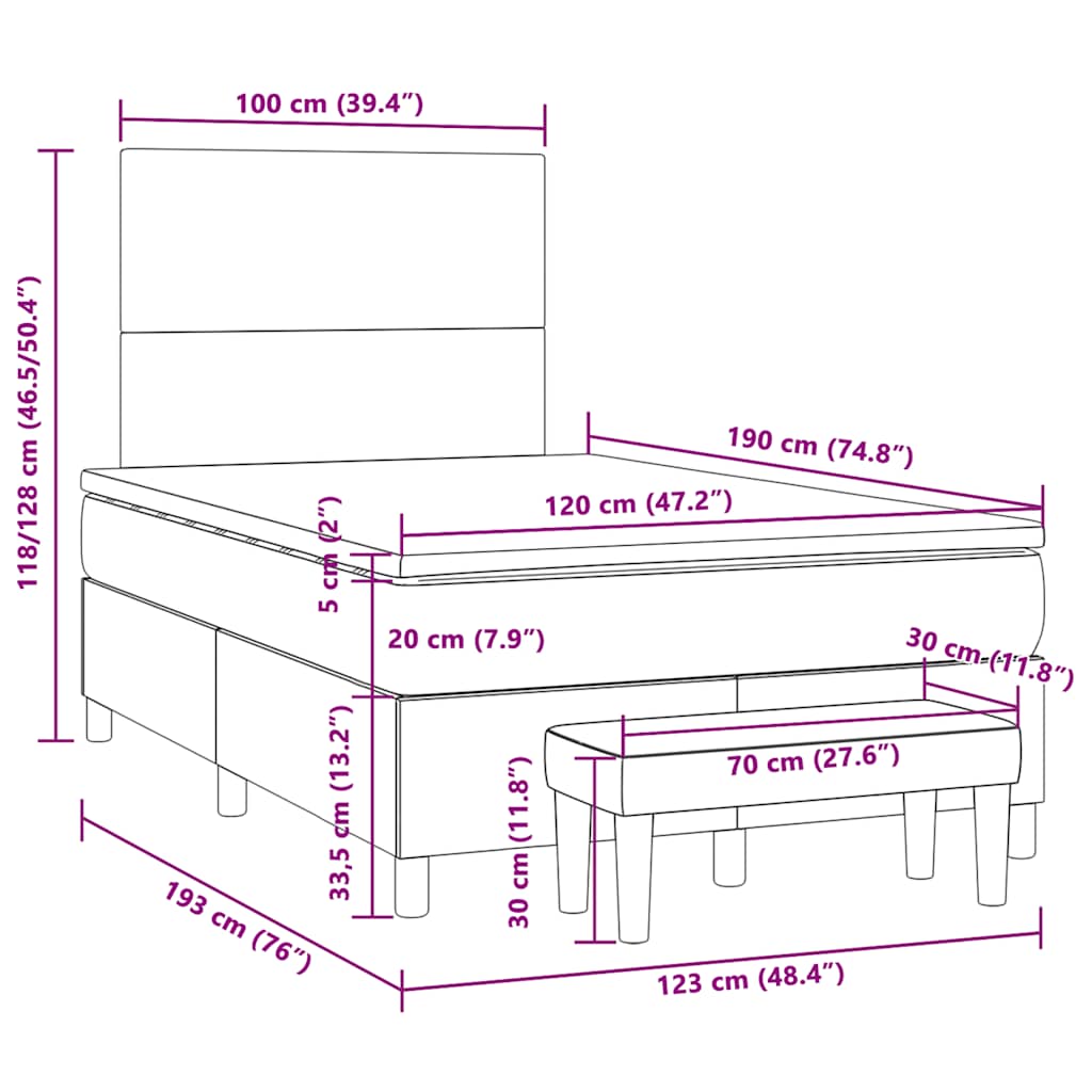 Boxspringbett mit Matratze Rosa 120x190 cm Samt