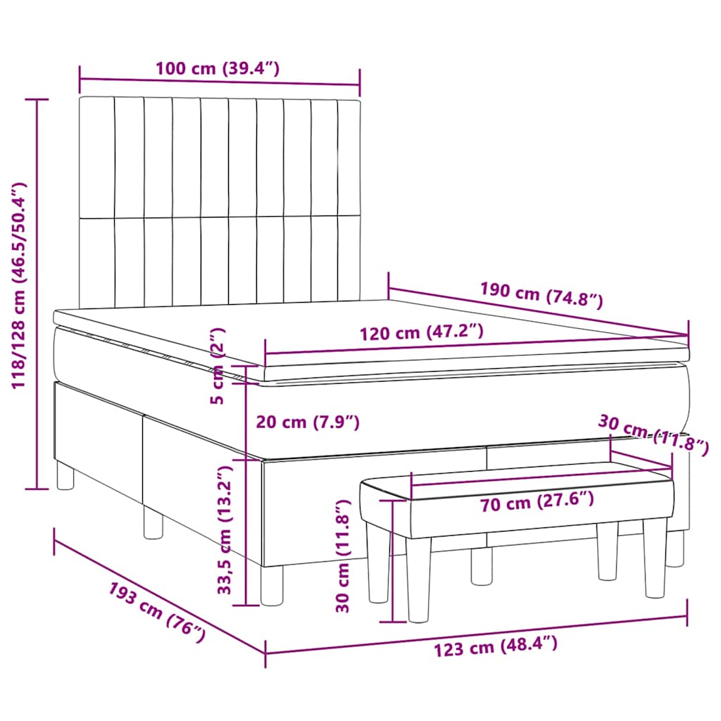 Boxspringbett mit Matratze Rosa 120x190 cm Samt