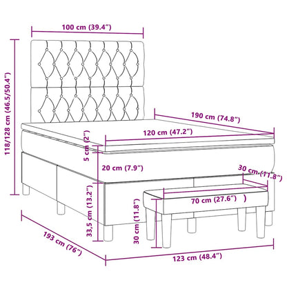 Boxspringbett mit Matratze Schwarz 120x190 cm Samt