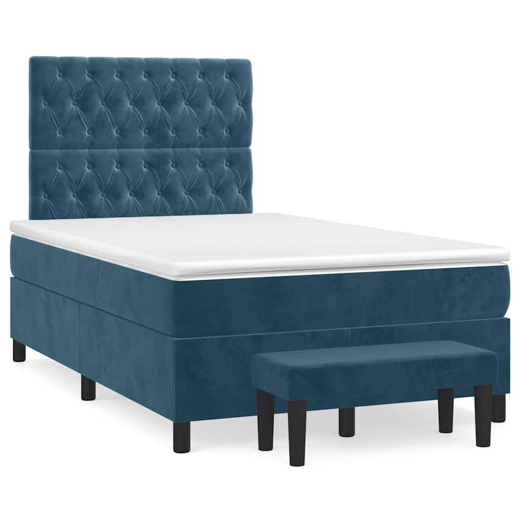 Boxspringbett mit Matratze Dunkelblau 120x190 cm Samt