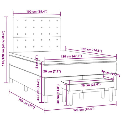 Boxspringbett mit Matratze Dunkelgrau 120x190 cm Samt