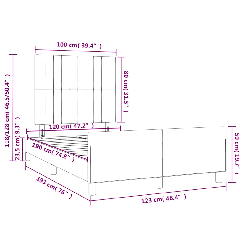 Bettgestell ohne Matratze Taupe 120x190 cm Stoff